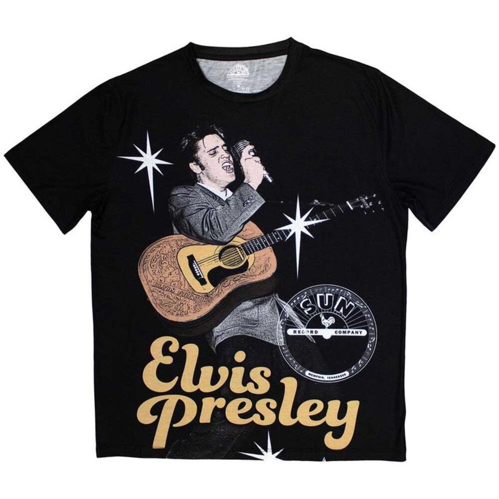 Sun Records Unisex Adult Elvis Presley Microphone T-Shirt / Black